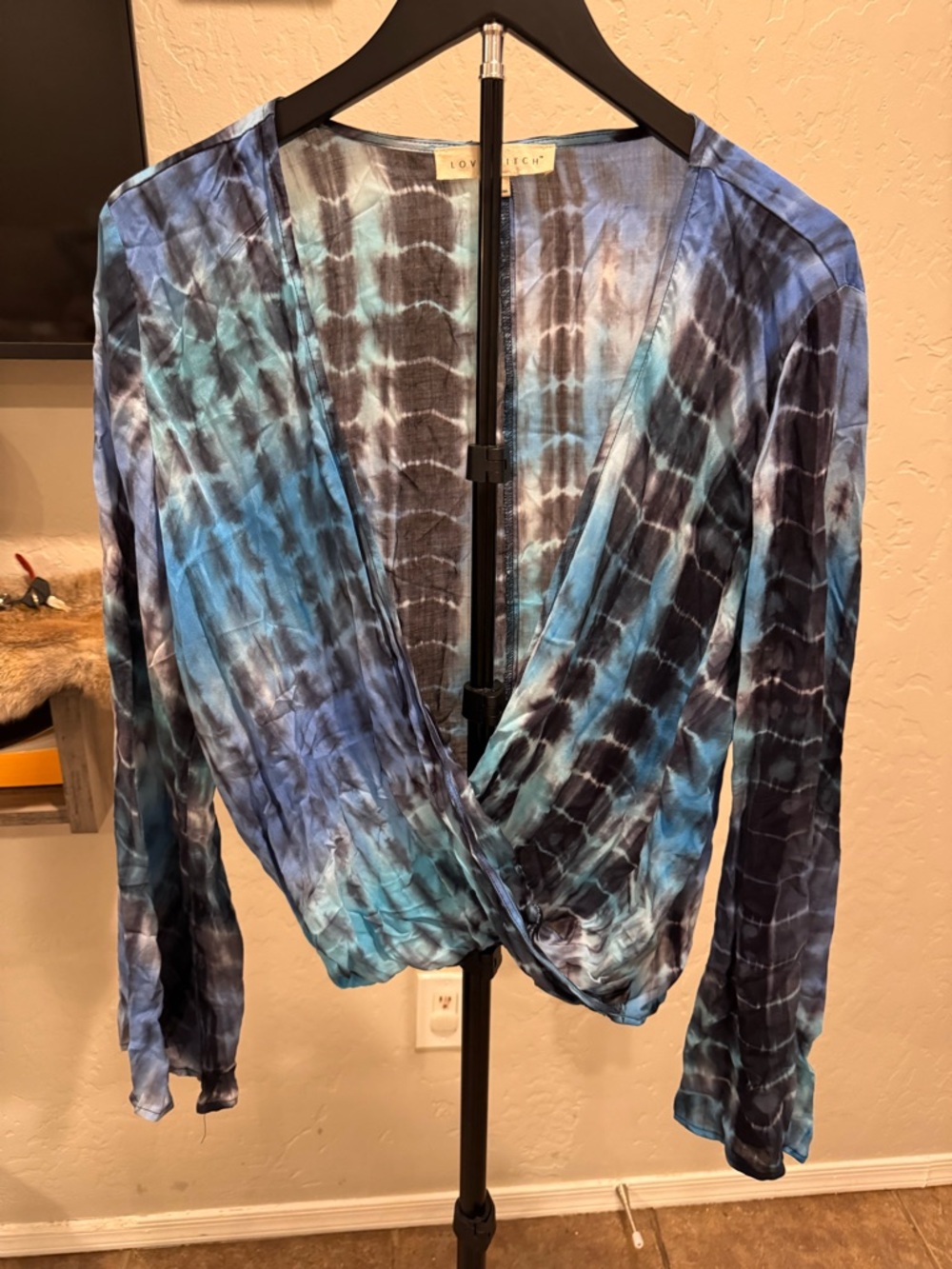 lovestitch Blue Tie-Dye Wrap Blouse